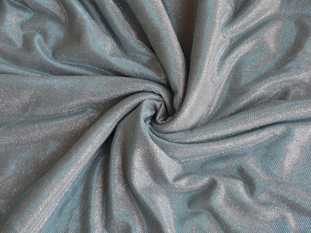 Ice Blue Silver Shimmer Satin Bonding Fabric