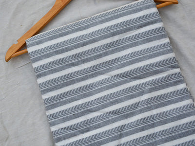 White & Gray Strips Pattern Pure Cotton Jacquard Fabric