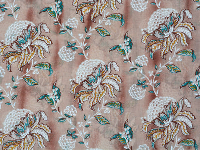 Peach Pure Mul Mul Kalamkari Cotton Fabric
