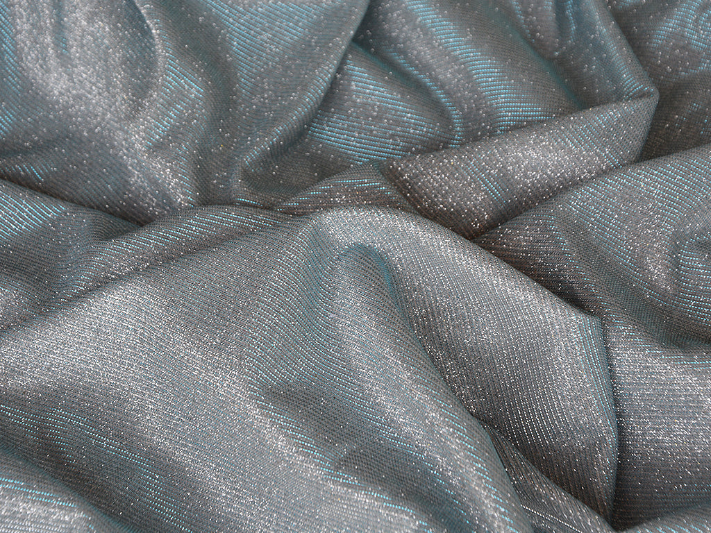 Ice Blue Silver Shimmer Satin Bonding Fabric