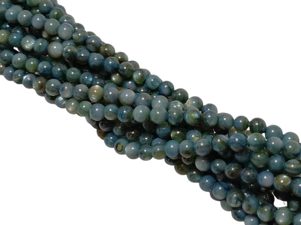 Multicolour Blue Spherical Glossy Mother of Pearl Beads