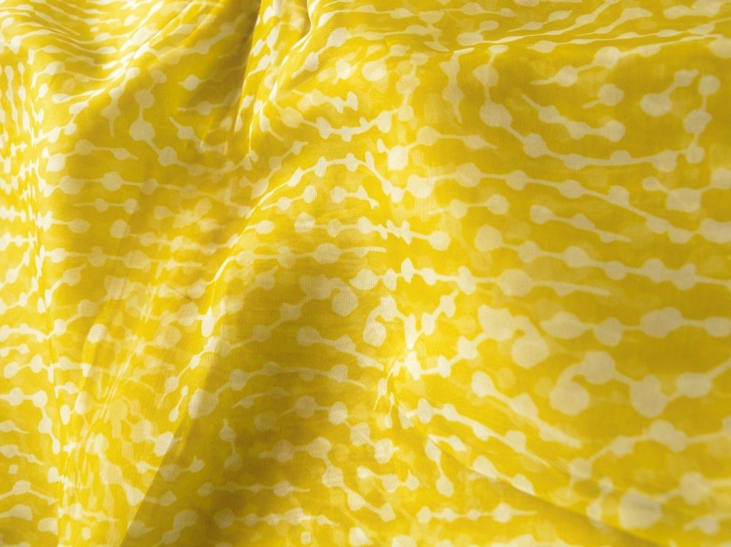 Yellow Abstract Digital Printed Liquid Organza Fabric