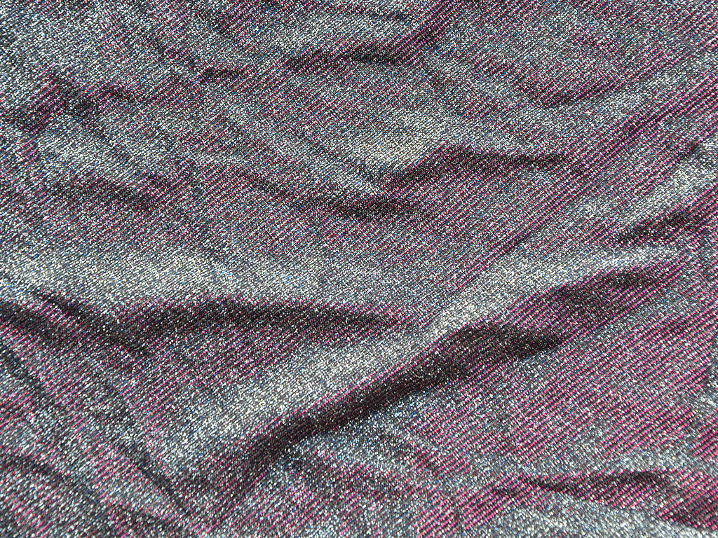 Purple & Silver Plain Shimmer Satin Bonding Fabric