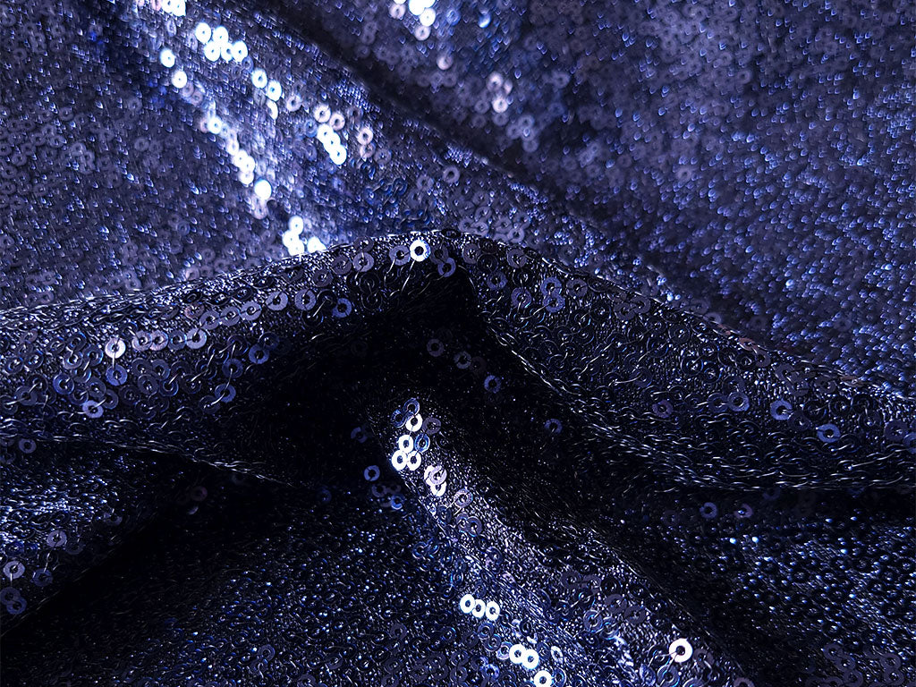Purple Glitter Sequins Embroidered Net Fabric