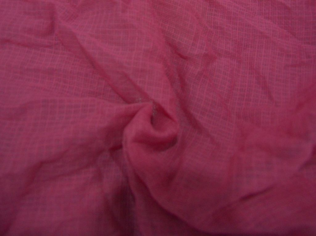 Coral Pink Check Kota Doria Pure Cotton Fabric