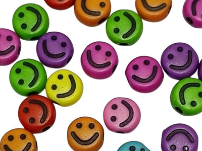 Assorted Round Smiley face Plastic Beads