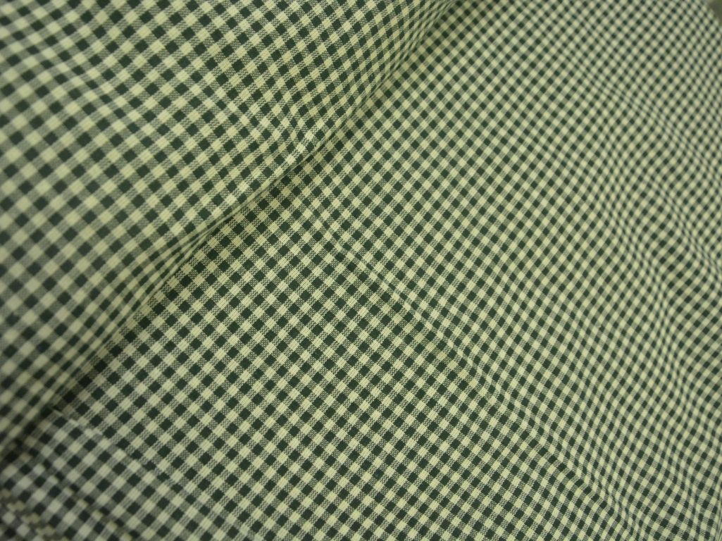 Dark Green Checks Yarns Dyed Pure Cotton Fabric