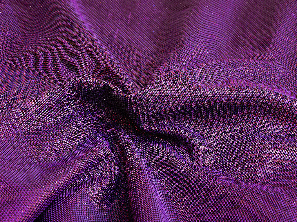 Royal Violet Geometric Mesh Shimmer Interlock Bonding Fabric