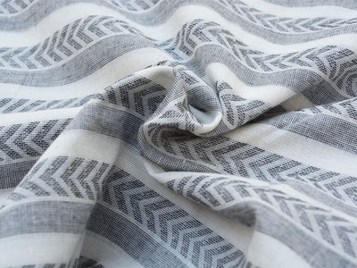 White & Gray Strips Pattern Pure Cotton Jacquard Fabric