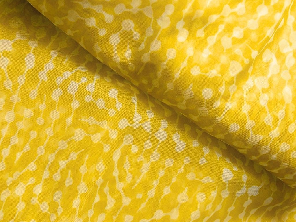 Yellow Abstract Digital Printed Liquid Organza Fabric