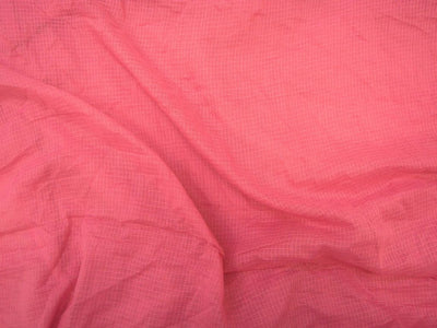 Coral Pink Check Kota Doria Pure Cotton Fabric