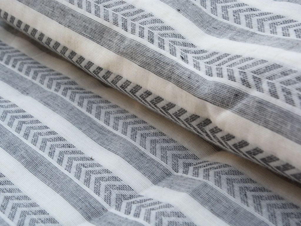 White & Gray Strips Pattern Pure Cotton Jacquard Fabric