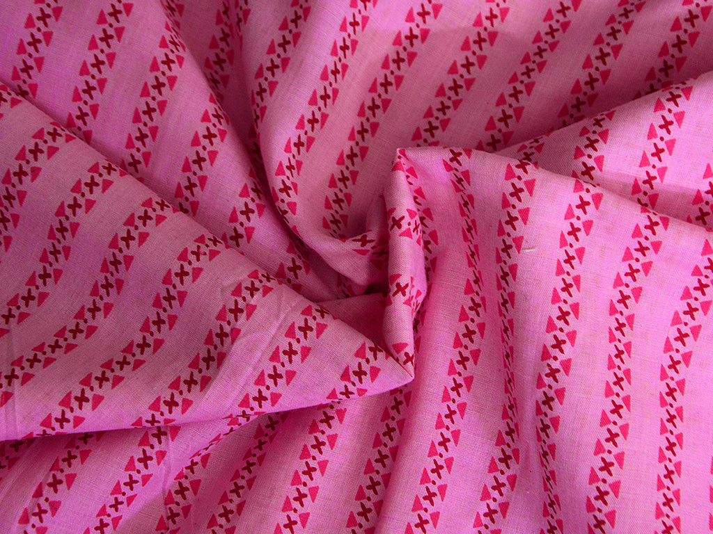 Pink Stripes Pure Cotton Fabric