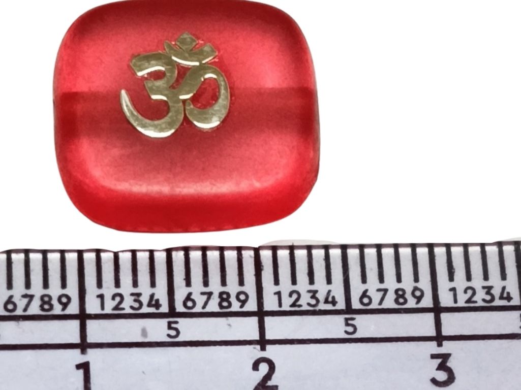 Blood Red Rectangular Resign Om Charms