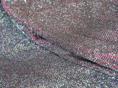 Purple & Silver Plain Shimmer Satin Bonding Fabric