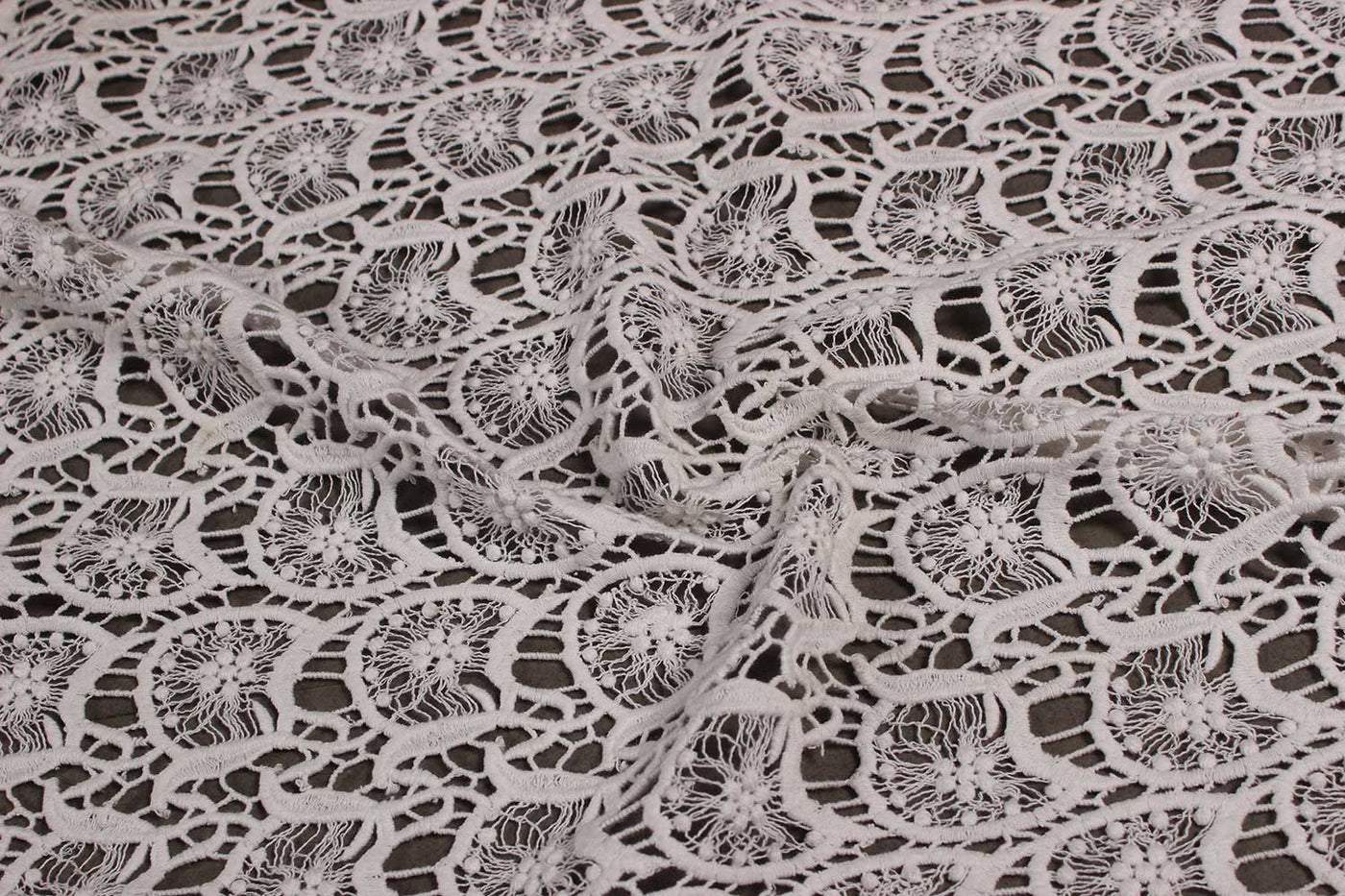 White Traditional Cotton Lace Fabric