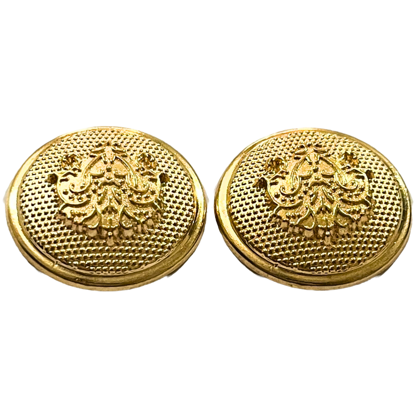 Pure Golden Color King & Queen Singhasan Designer Round 1 Hole Metal Buttons