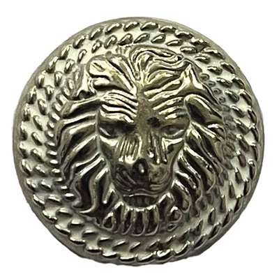 White & Silver Fearless Lion Face Shaped 1 Hole Round Metal Buttons