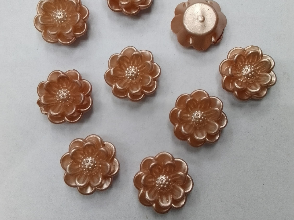 Brown Flower Plastic Beads- 17 mm