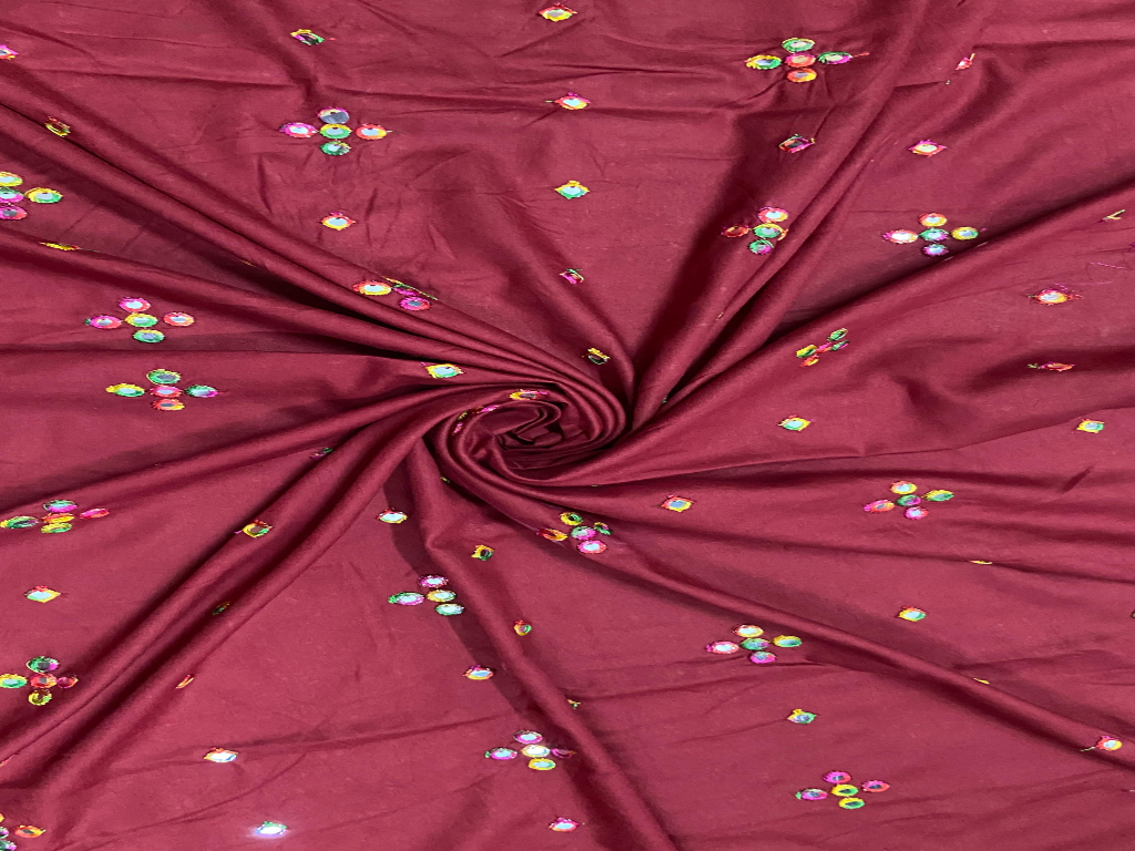 Wine Red Cotton Rayon Fabric