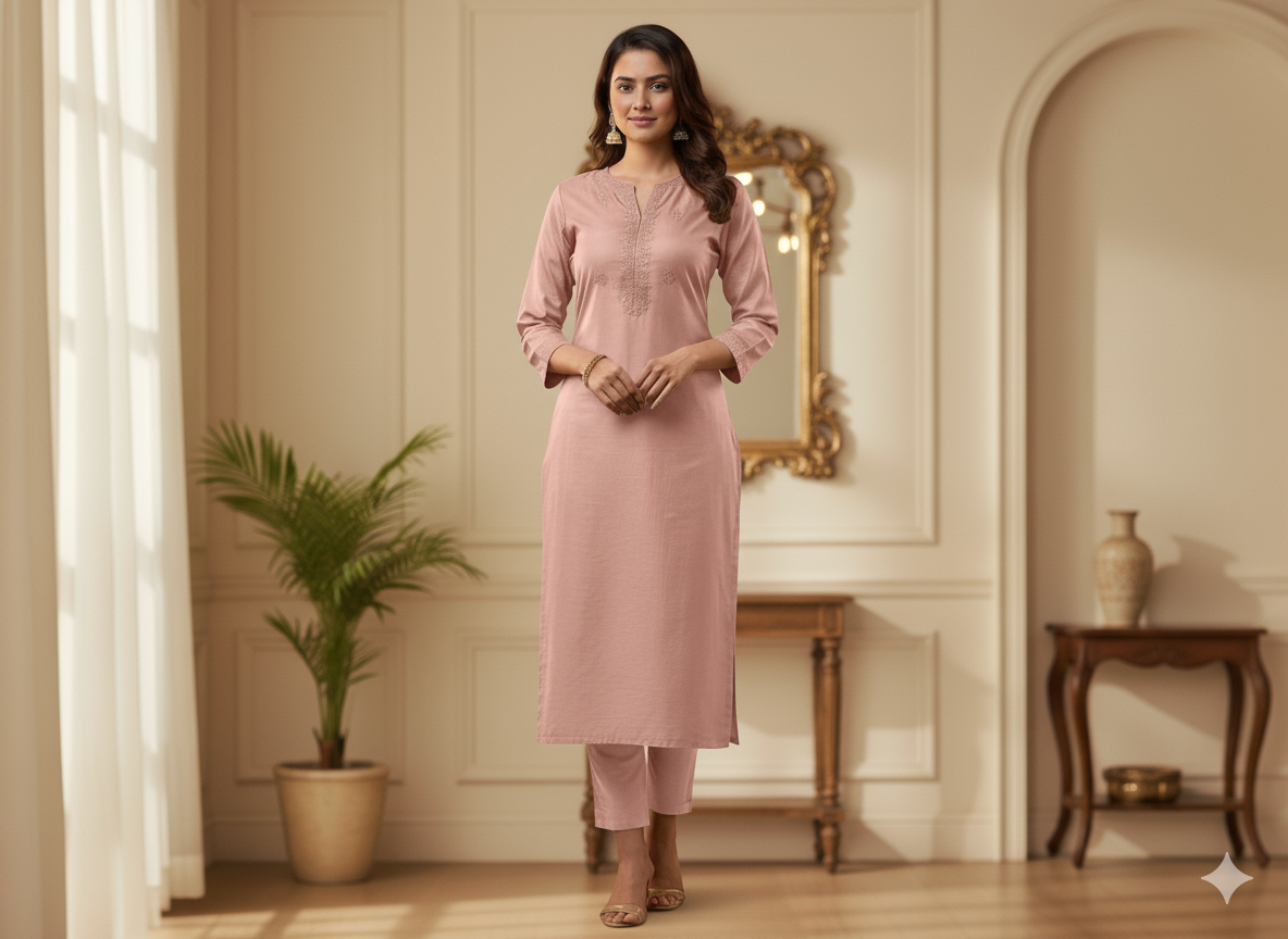 हल्का पीच सादा ग्लेज्ड कॉटन कपड़ा (थोक)