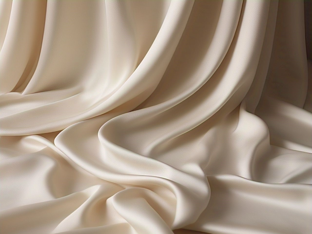 Blooming Cream Satin Fabric
