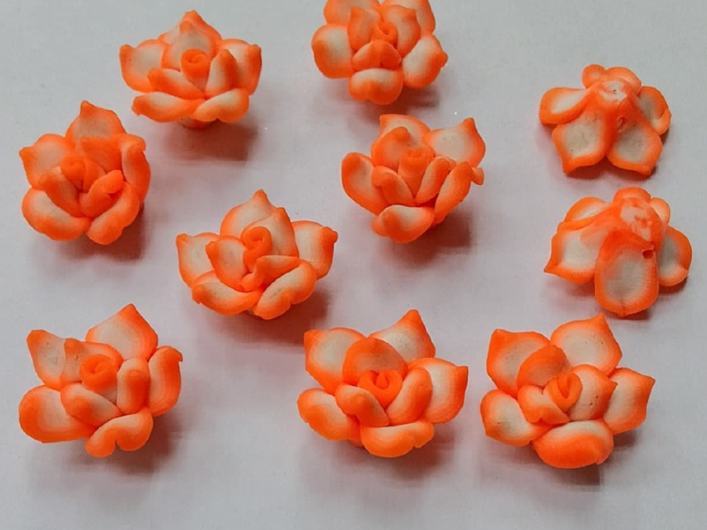 Orange & White Rubber Flowers Embellishment