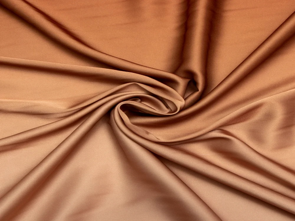 Rich Caramel Plain Blooming Satin Fabric