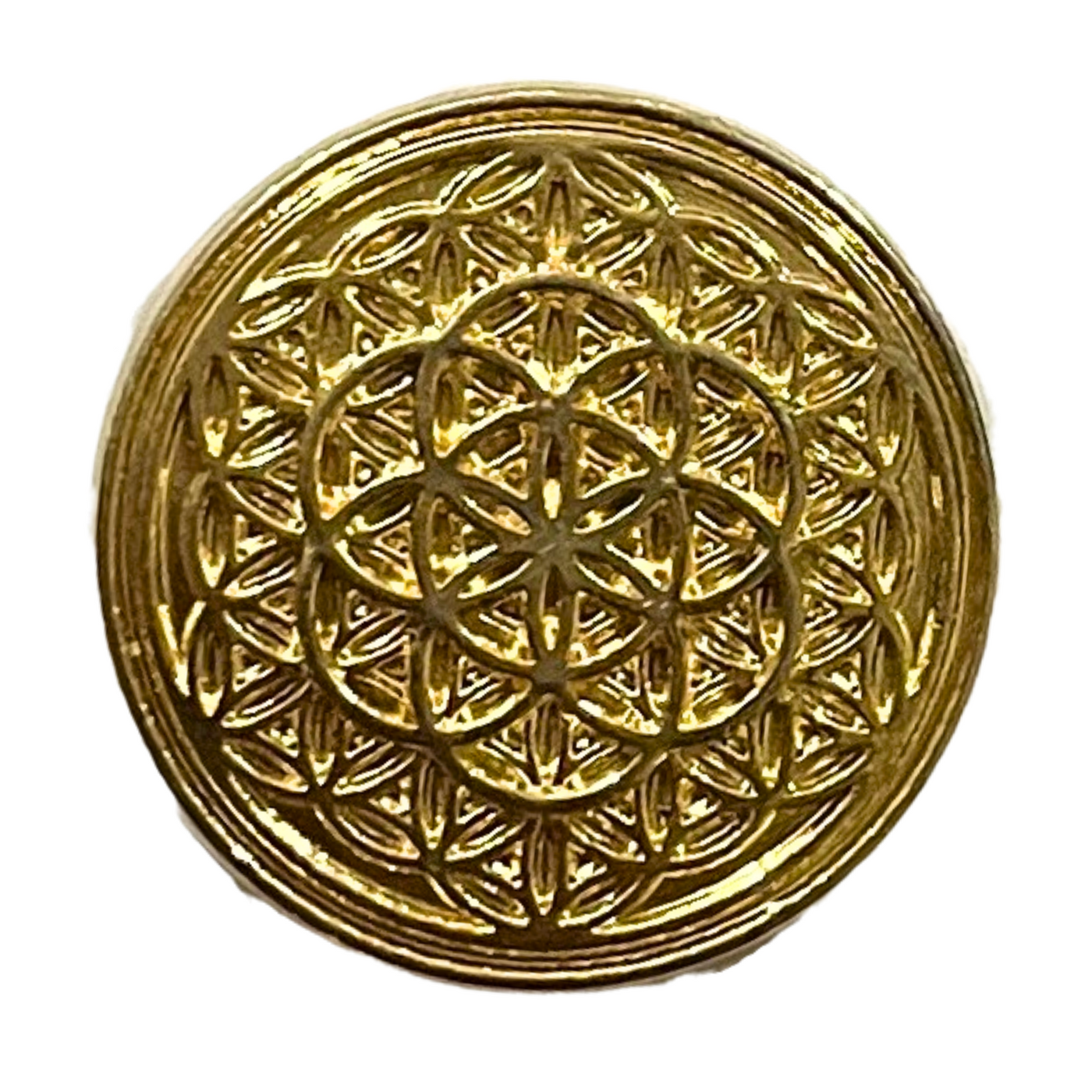 Pure Golden Color Mandala Design Round 1 Hole Metal Buttons