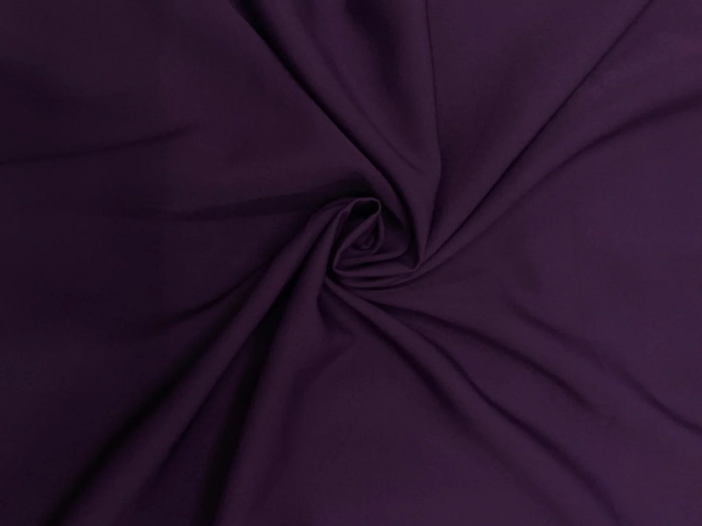 Aubergine Tokiyo Plain Crepe Fabric