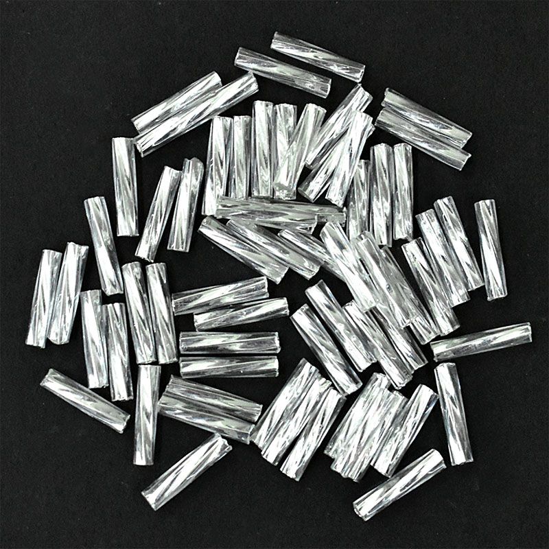 Silver Twisted Bugle Beads (Wholesale)