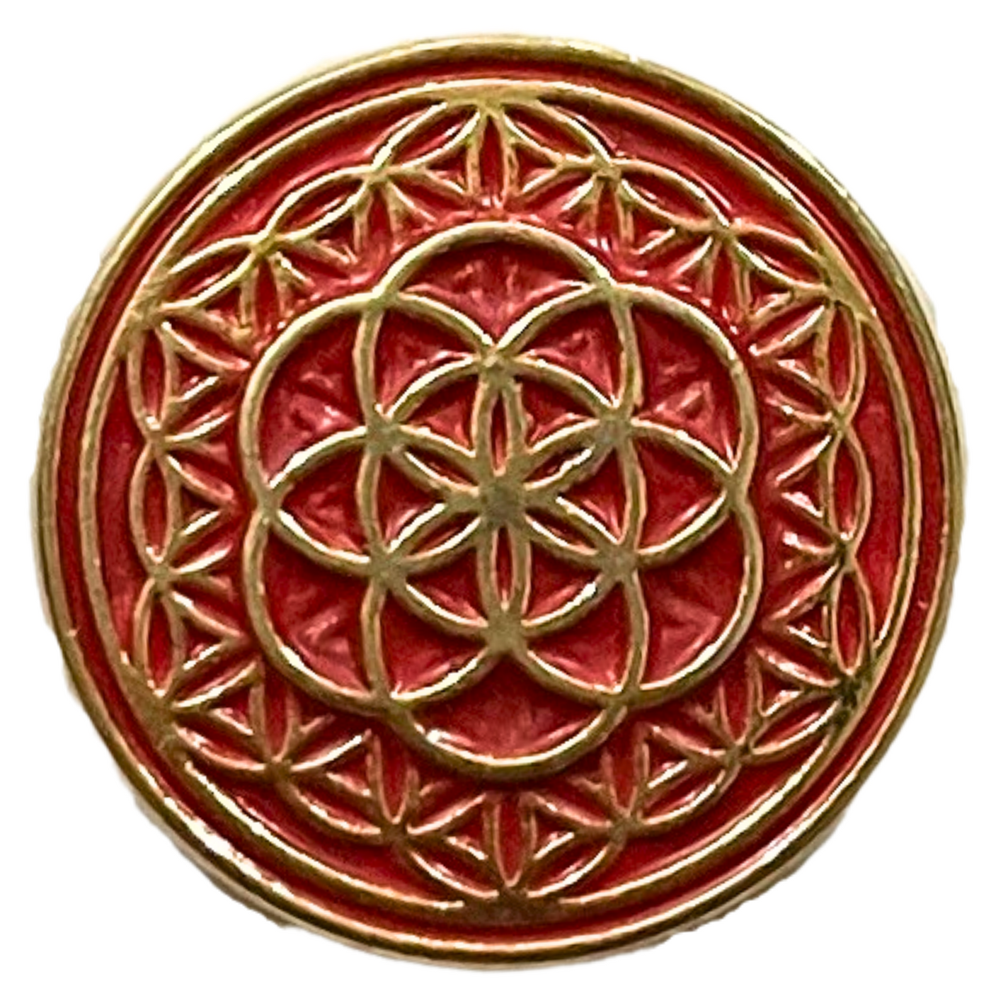 Red and Golden Color Mandala Designer Round 1 Hole Metal Buttons