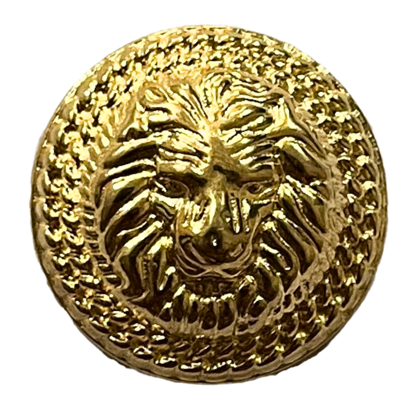 Pure Golden Color Fearless Lion Face Shape 1 Hole Round Metal Buttons