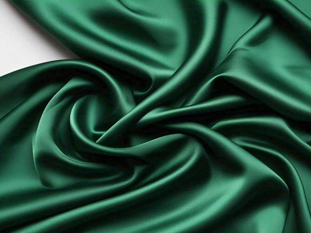 Emerald Green Plain Blooming Satin Fabric