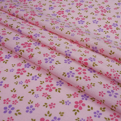 Pink & Violet Floral Dyed Printed Pure Cotton Fabric