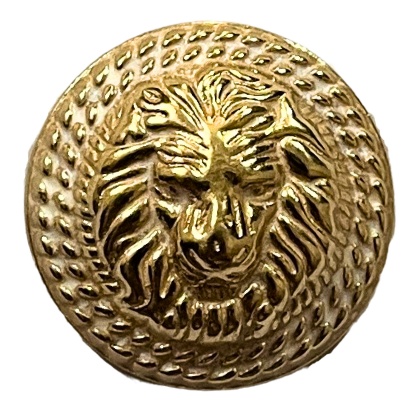 White & Golden Fearless Lion Face Shaped 1 Hole Round Metal Buttons