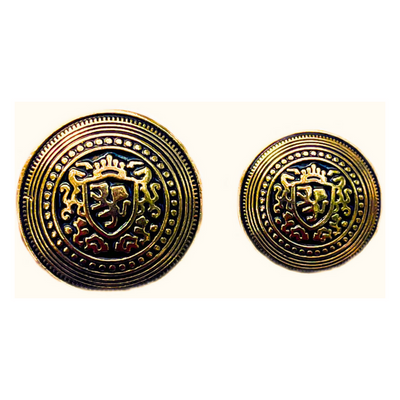 Golden & Black King’s Favourite Royal Crest Lion Shield Eye-Catchy Design Round Shank Metal Button Black and Golden Colour for Coat, Suit, Blazer, Sherwani, Nehru Jacket and for all Types of Clothes