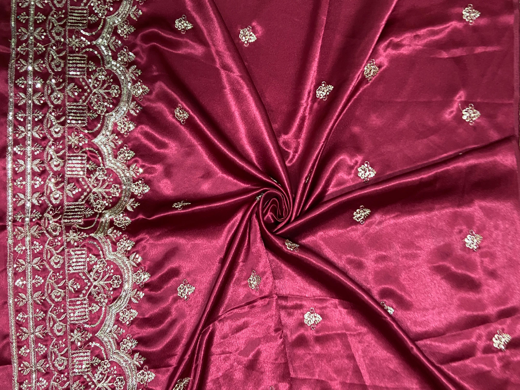 Deep Maroon Balma Daman Polyster Silk Fabric