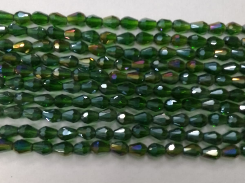 Dark Green Drop Crystal Glass Beads (Wholesale)