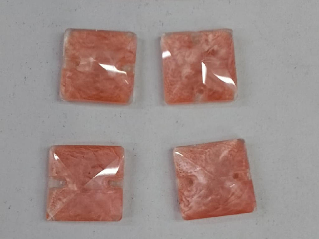 Light Pink Square 2 Hole Glass Stones