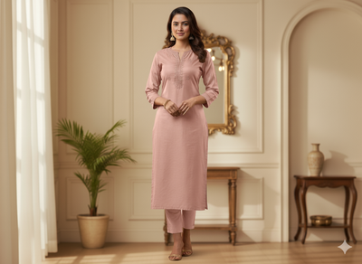 हल्का पीच सादा ग्लेज्ड कॉटन कपड़ा