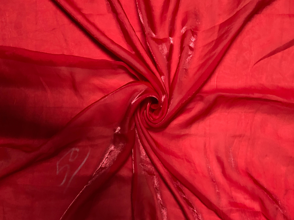 Luxuries Vibrant Red Heavy Fendi Silk