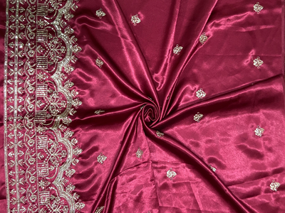 Deep Maroon Balma Daman Polyster Silk Fabrics