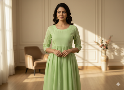 Pista Green Plain 100% Pure Mul Mul Cotton