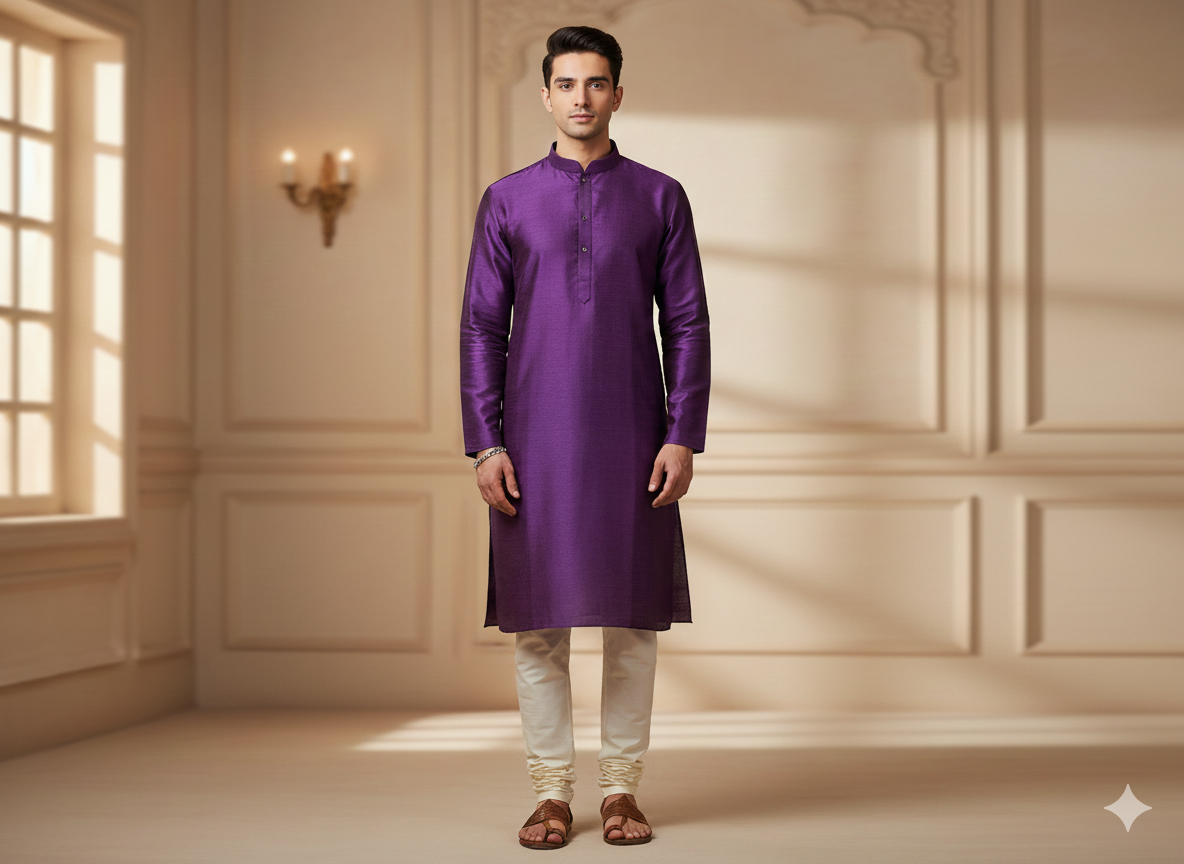 Purple Plain Bangalore Raw Silk Fabric  (Wholesale)