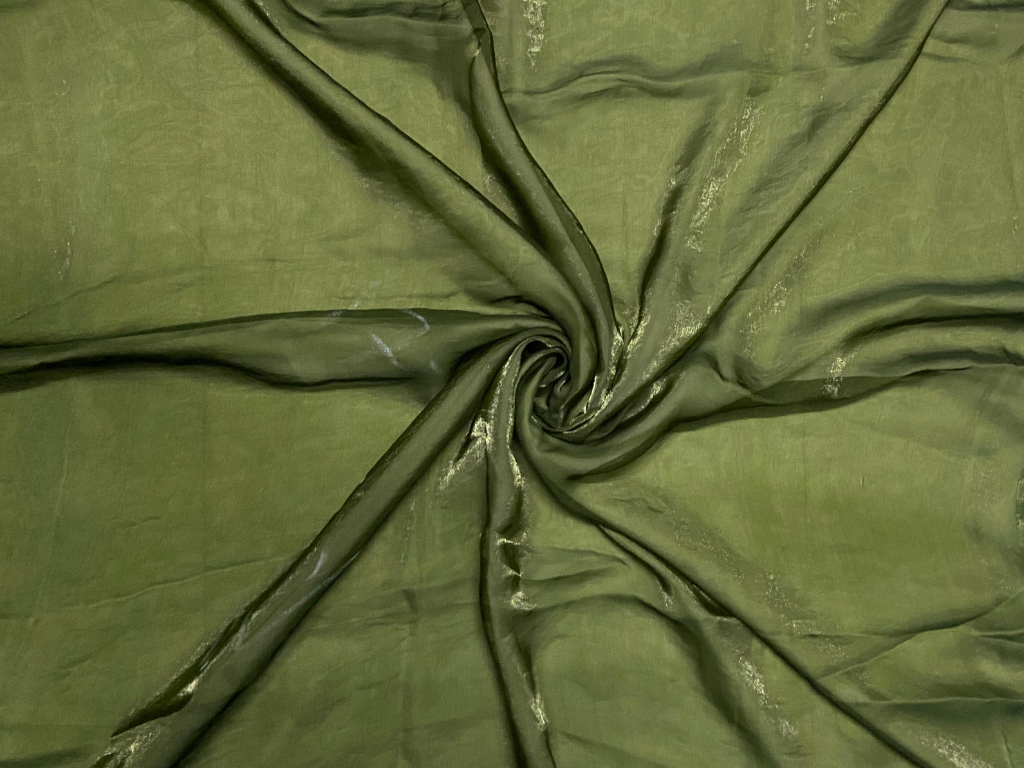 Luxuries Olive Green Heavy Fendi Silk