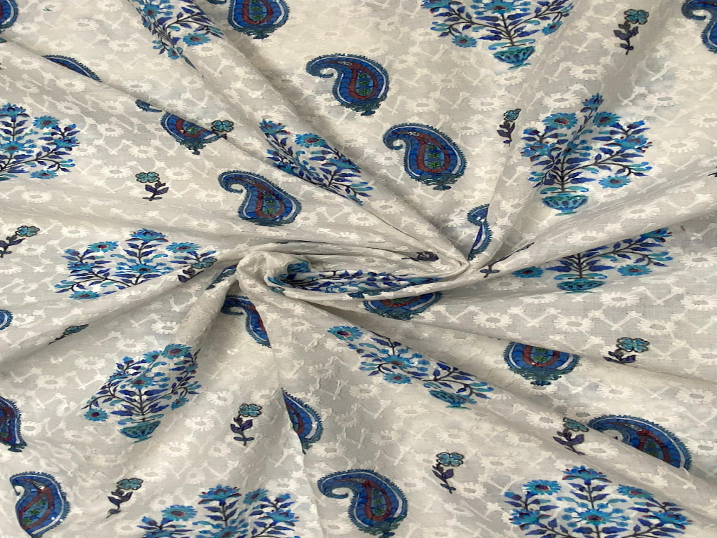 Dream Weave Cotton Motifs Shiffly Daman Fabric