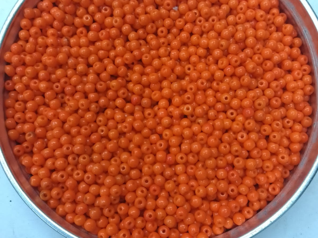 Orange Round Rocaille Glass Seed Beads- 3 mm (Wholesale)