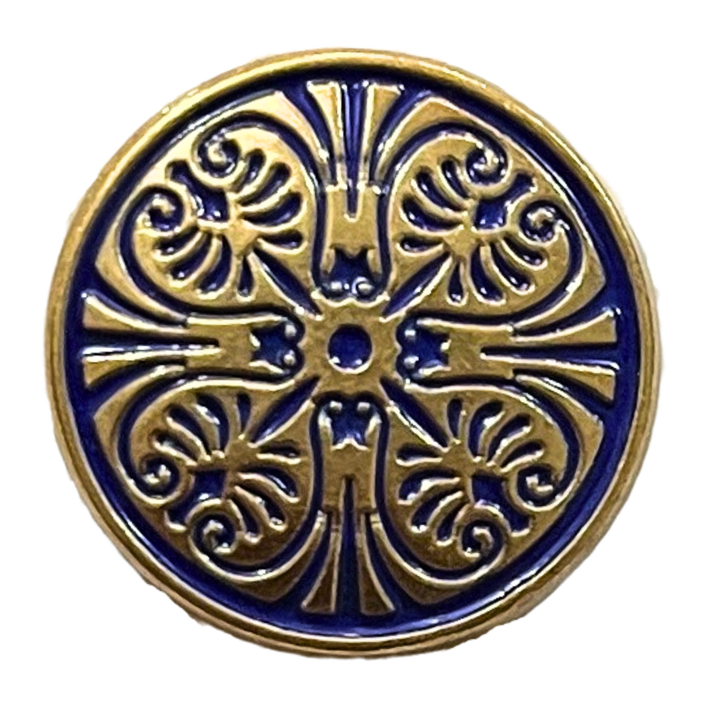 Matte Golden & Blue Color Engraved Designer 1 Hole Metal Buttons