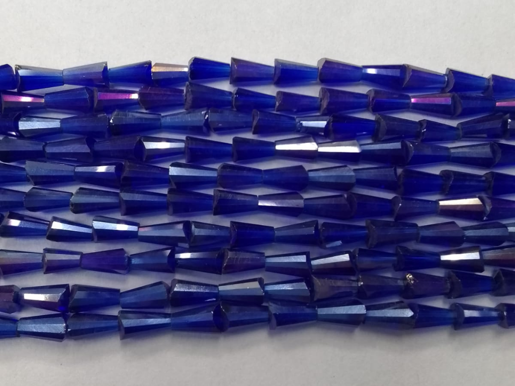 Indigo Blue Conical Crystal Glass Beads (Wholesale)